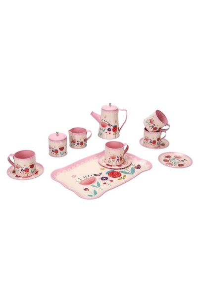 PopŞeker مجموعة شاي معدنية بنمط زهور سيلاين مكونة من 12 قطعة