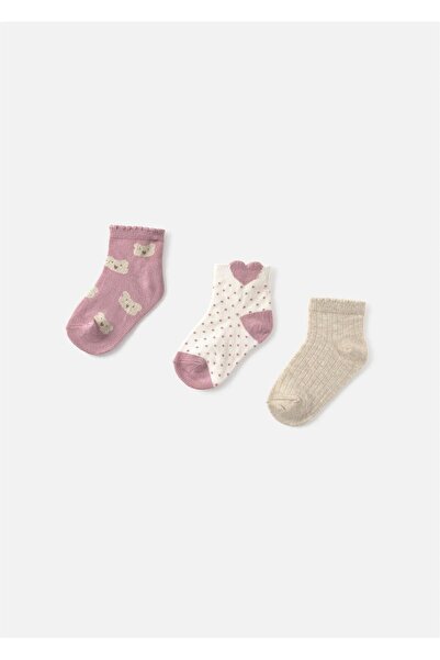 MAYORAL Baby Girl Patterned 3-Piece Socks Set Pink 10012