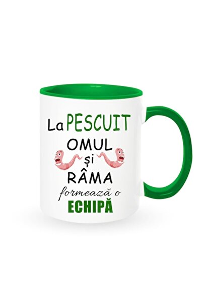 OEM Cană personalizată cu mesajul: „La pescuit, omul și viermele formează o e...