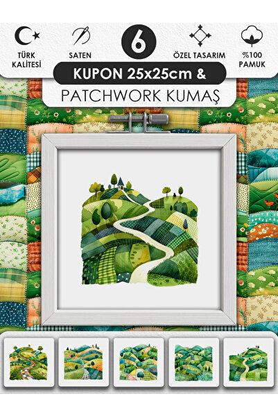 FabricMarket Patchwork Kumaş Seti – Dikiş ve Hobi İçin %100 Pamuk Desenli Kumaş Kuponları