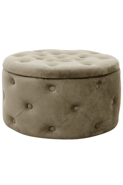 Akord Furniture Factory Taburet, rotund, cu spatiu depozitare, catifea, bej, ...