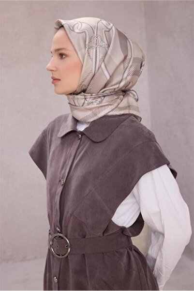 Belli Tivil Pure Silk Scarf 4206 - 08 Ανοιχτό γκρι καρό σχέδιο