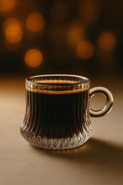 isra kristal 6-Piece Glass Coffee Cup Set – Modern Espresso and Turkish Coffee Cups with Handles - Set of 6 Cups