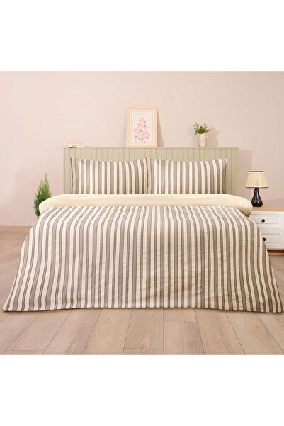 Evidea Soft Rene İpliği Boyalı Çift Kişilik Nevresim Takımı - Beyaz / Antrasit