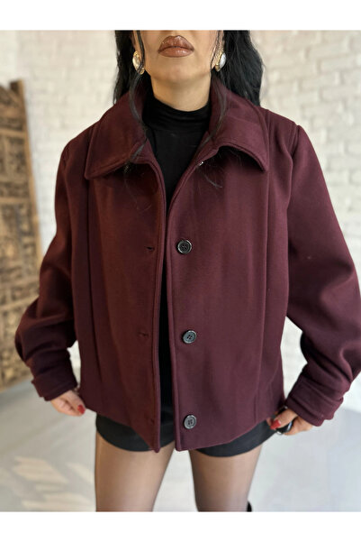 moneta boutique Palton scurt căptușit cu detaliu plisat pentru femei