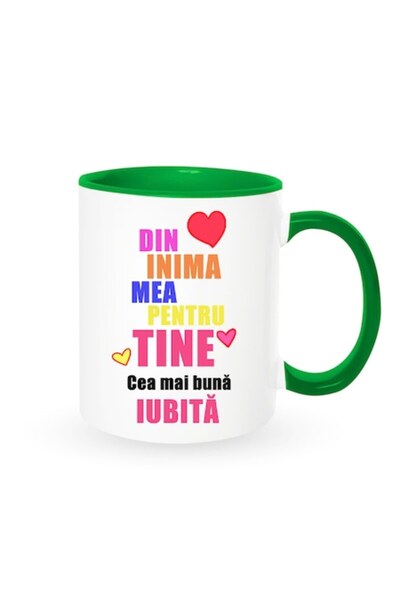 OEM Cană personalizată pentru iubită cu mesajul: „Din inima mea pentru tine, ...