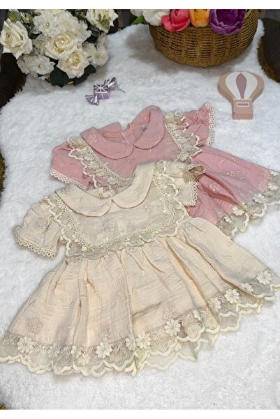 baby sedello Dantel Desen Müslüm Kız Bebek Elbise