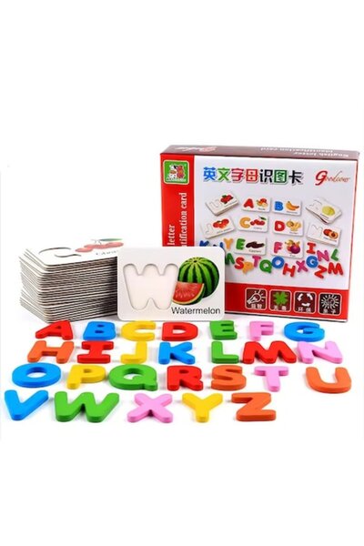 Toy Toy Toy Puzzle din lemn Montessori, set educativ pentru copii, legume si litere