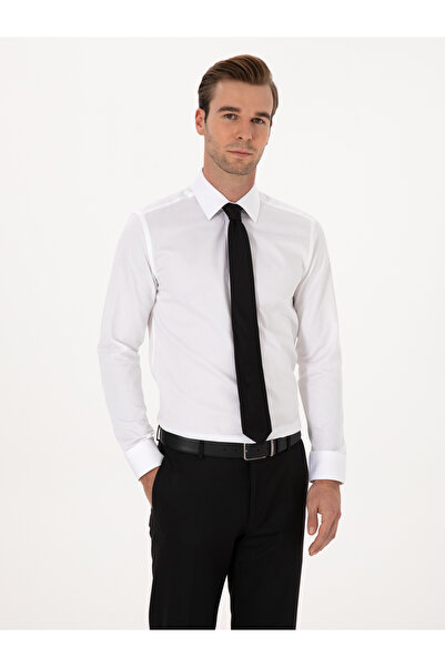 Cacharel Beyaz Slim Fit %100 Pamuk Klasik Gömlek 50318179-VR013