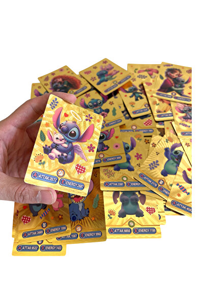 UDATOYS Lilo Ve Stitch Oyun Kartları Altın Fosforlu Kabartmalı Stiç Kartı 55 ...
