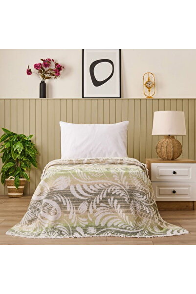 Evidea Soft Fathi Pamuklu Tek Kişilik Battaniye - Yeşil - 150x200 cm