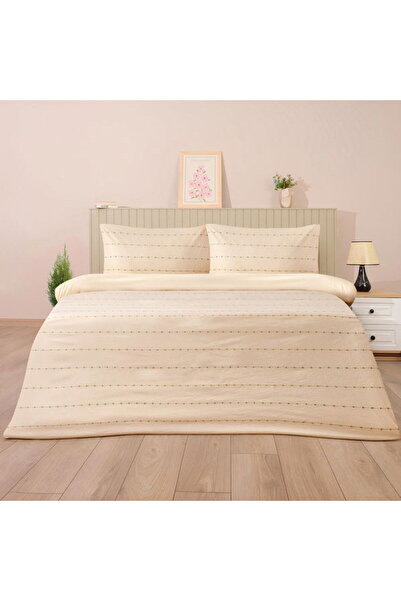 Evidea Set de lenjerie de pat dublu vopsit cu fire Elias - Ecru