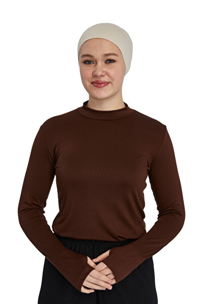 TRModam بودي نسائي بياقة صياد مطاطية - فيسكوز عضوي ليكرا، مضاد للتعرق - لون شوكولاتة