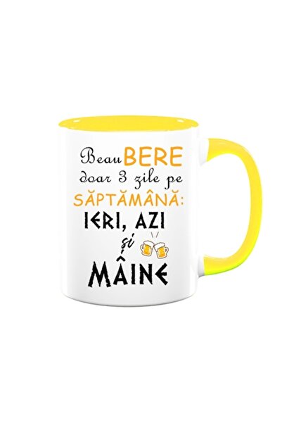 OEM Cană personalizată cu mesajul: „Beau bere doar 3 zile pe săptămână, ieri,...