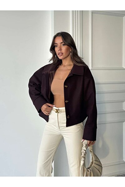 mydukkan.co Palton Crop Kaşe