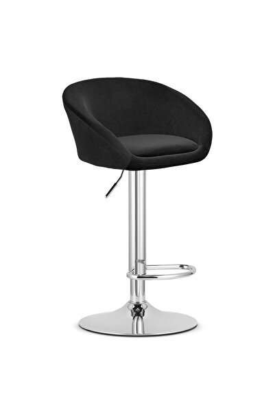 Artool Scaun de bucatarie/bar, Artool, East, rotativ, catifea, negru si argintiu, 53x46x81-103 cm