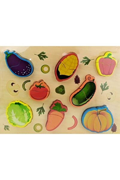 Toy Toy Toy Puzzle 3D Legume din lemn - Joc educativ pentru copii, 6 piese, 2...