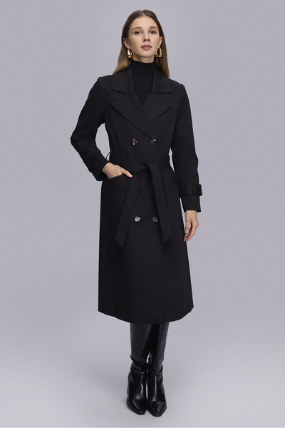 Naramaxx Uzun Siyah Trençkot