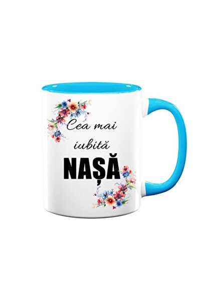 OEM Cană personalizată pentru nașă cu mesajul „Cea mai iubită nașă”, design floral, Betaprint, W