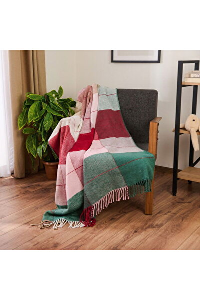 Evidea Soft Vintera Pamuklu Tv Battaniyesi - Kırmızı / Yeşil - 130x170 cm