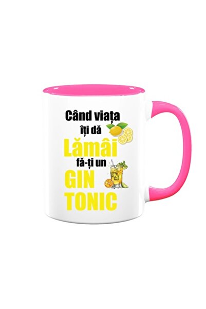 OEM Cană personalizată cu mesajul: „Când viața îți dă lămâi, fă gin tonic”, B...