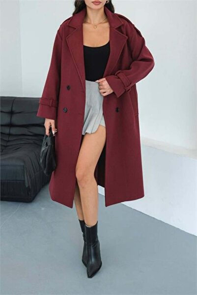 Dipmoda Palton de damă cu căptușeală cu detalii la mânecă molton DPMYLK34