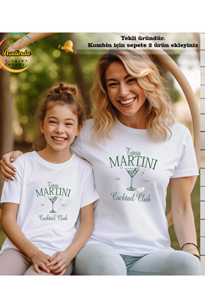 ASELİNDA Tricou combinat cu imprimeu Martini pentru mama-fiica (adăugați 2 ar...