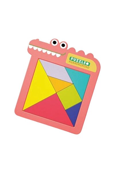 Toy Toy Toy Puzzle magnetic 15-urile Tangram – jucarie educativa pentru copii, Roz, 16x15 cm