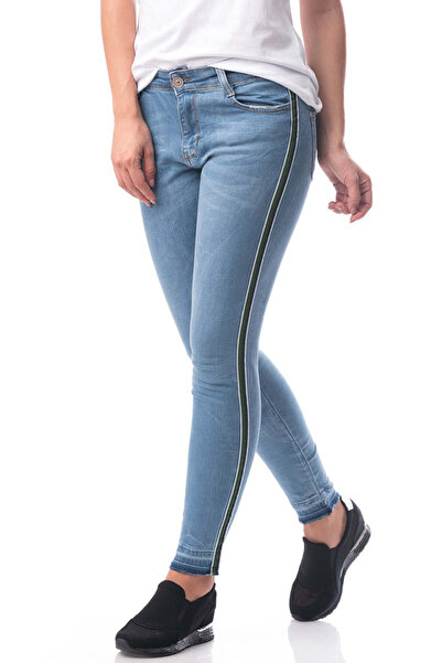 WildFashion Μακρύ στενό τζιν με ρίγες στο πλάι E754-411
