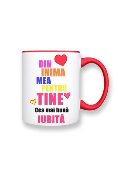 OEM Cană personalizată pentru iubită cu mesajul: „Din inima mea pentru tine, ...