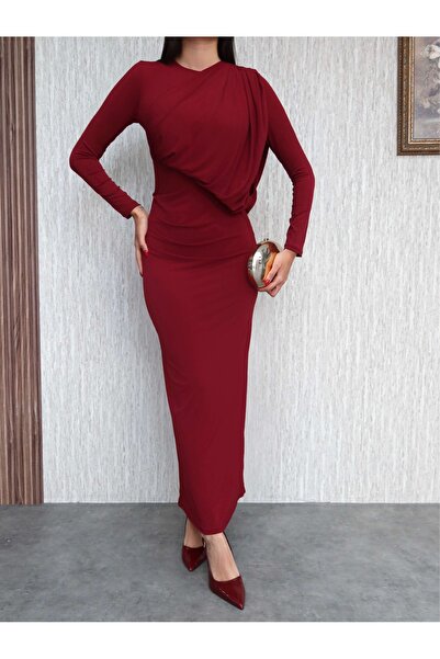 ESRAHELVACI Batwing Sleeve Asymmetrical Gathered Dress