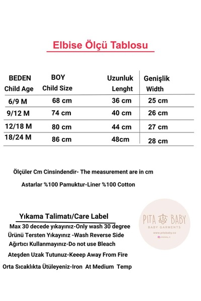 PİTABABY Beyaz Yaka Nakışlı Kot Kız Bebek Elbisesi – Uzun Kollu, Düğmeli, %100 Pamuk