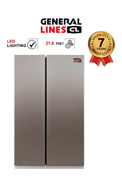general lines ثلاجة جنبًا إلى جنب - 21.6 قدم - 612 لترًا - فضي إينوكس - GLRS6...