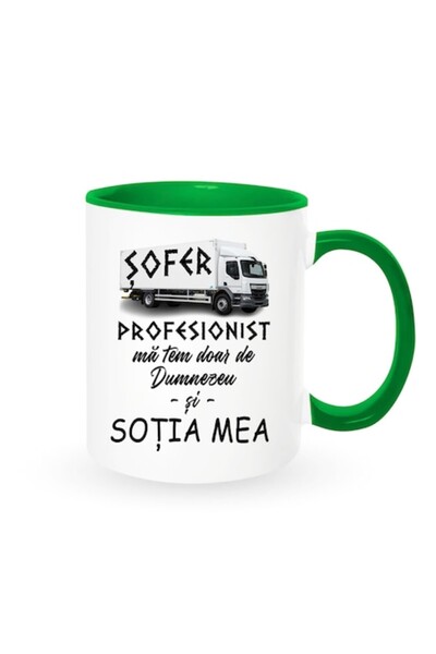 OEM Cană personalizată cu mesajul: „Șofer profesionist, mă tem doar de Dumnez...