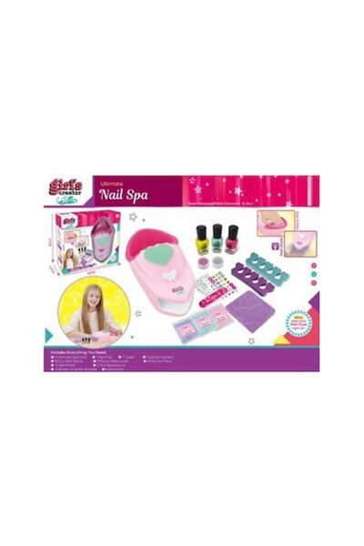 Toy Toy Toy Set de manichiura Super Spa Nail Studio pentru fete, cu lampa, lacuri de unghii in 3 culori, pila si