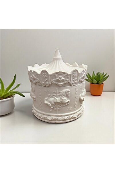 The Luma Atelier Decorative Handmade Carousel Storage Box with Lid (White)