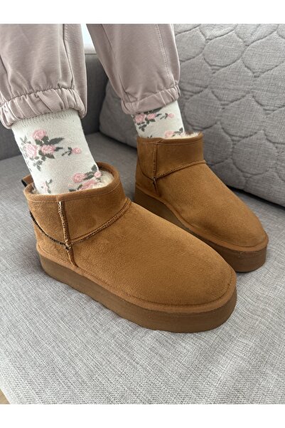 BURCU COLLECTİON FİONA İÇİ KÜRKLÜ KALIN TABAN TABA SÜET KADIN BOT