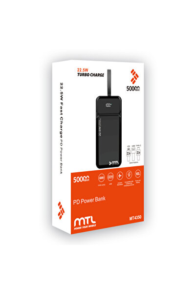MTL 50000 mAh 22.5W Süper Hızlı Şarj Power Bank - Dijital Ekranlı