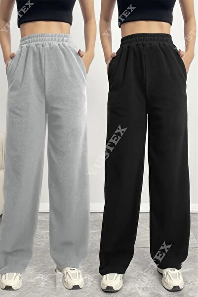 CAONNES Pachet de 2 treninguri oversize, negru, gri, mărime mare, unisex, lar...