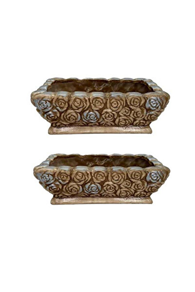 velve Set 2 decoratiuni din ceramica in forma dreptunghiulara, Crem, 2 buc.