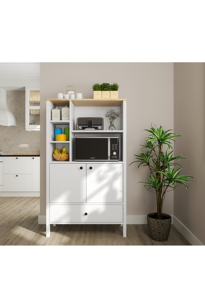 Sakura Ahşap Hunerika Kairo çok amaçlı dolap-Wood Beyaz-Minifiks Bağlantılı