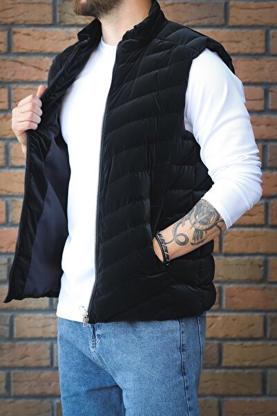 since 1990 man Manfaxy Pocketed Stand Collar Nova Shiny Fabric Men's Puffer Vest
