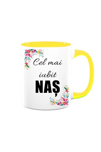 OEM Cană personalizată pentru Naș cu mesajul: „Cel mai iubit naș”, design flo...