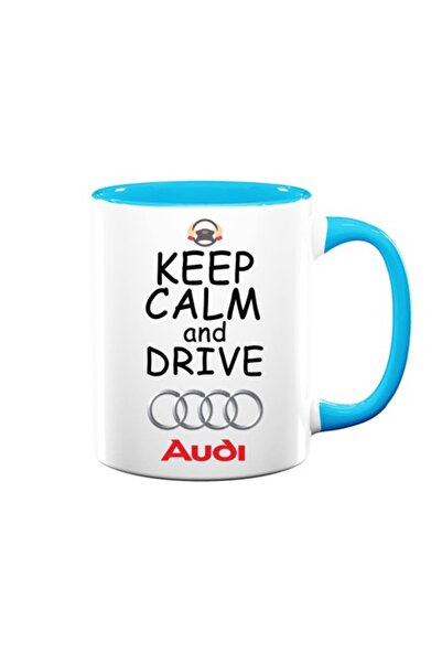OEM Cană personalizată cu mesajul „Keep calm and drive Audi”, Betaprint, albă cu interior albastru, 330ml