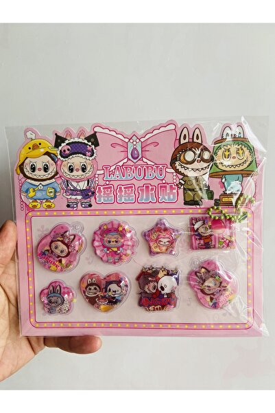 synshop Autocolant 3D Labubu cu sclipici, autocolant de îndepărtare