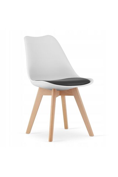 Leobert Scaun bucatarie/living, Artool, Mark, PP, lemn, alb, perna neagra, 49x43x82 cm