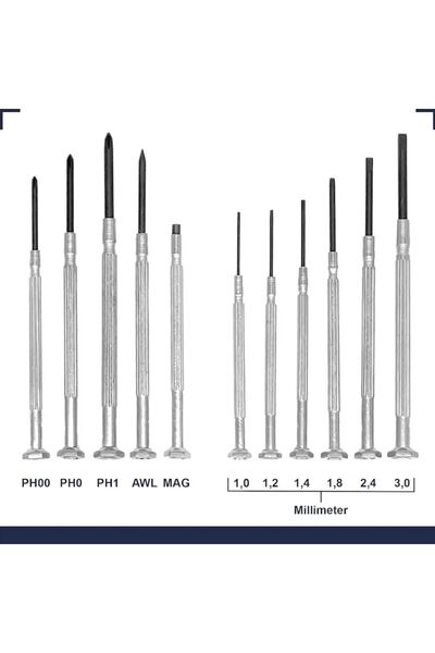 dalimag Set Precision Screwdrivers, Axroad Mall, 11 in 1, Steel, 360°, Ergonomic Handle, Corrosion Resistan