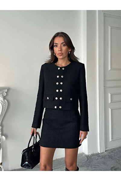 mydukkan.co Düğmeli Tüvit Etek Ceket Takım