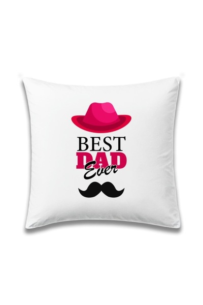 OEM Personalized Pillow with Message: 'Best Dad Ever', Mustache Model, Betaprint, 40x40cm, Satin, White