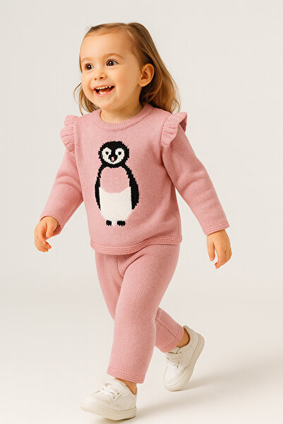 Eray Kids طقم ملابس علوية وسفلية منسوجة من القطن غير قابلة للوبر بنمط البطريق...